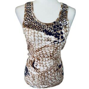 Cache Women's Sleeveless Snakeskin Print Beaded Tank - Size XS